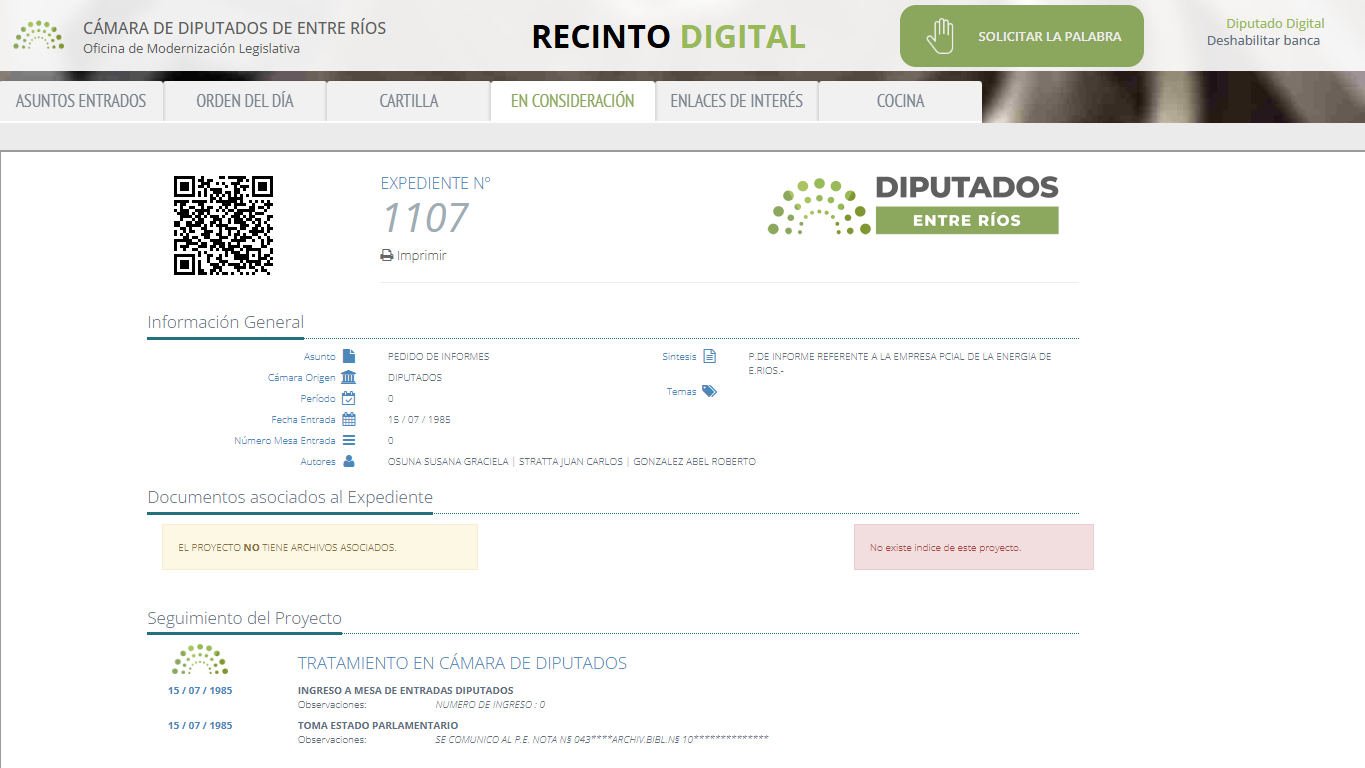 Expediente en tratamiento
